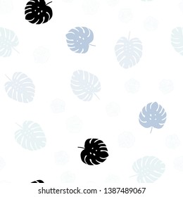 Light BLUE vector seamless doodle backdrop with flowers, leaves. Colorful illustration in doodle style with leaves, flowers. Design for wallpaper, fabric makers.