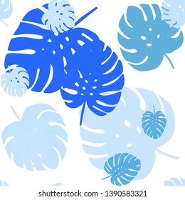 Light BLUE vector seamless doodle template with leaves. Doodle illustration of leaves in Origami style with gradient. Pattern for trendy fabric, wallpapers.