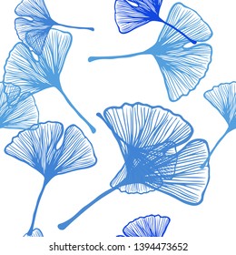 Light BLUE vector seamless doodle pattern with leaves. Doodle illustration of leaves in Origami style with gradient. Template for business cards, websites.