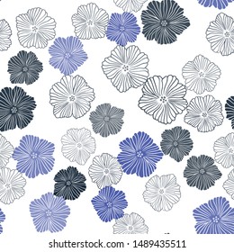 Light BLUE vector seamless doodle layout with flowers. Shining colored illustration with flowers. Pattern for design of fabric, wallpapers.