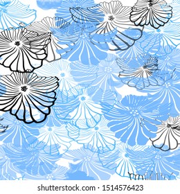 Light BLUE vector seamless doodle template with flowers. Creative illustration in blurred style with flowers. Pattern for trendy fabric, wallpapers.