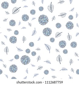 Light BLUE vector seamless elegant template with leaves and flowers. Creative illustration in blurred style with leaves, flowers. Pattern for heads of websites and designs.