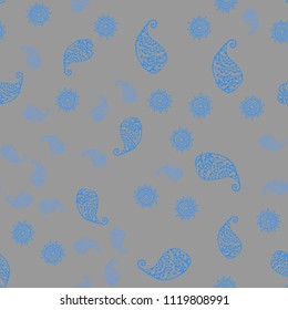 Light BLUE vector seamless elegant wallpaper with leaves and flowers. An elegant bright illustration with leaves and flowers. Template for backgrounds of cell phones.