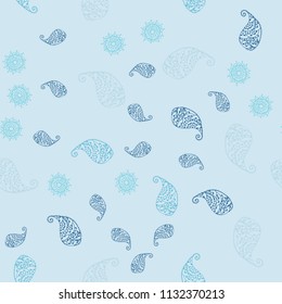 Light BLUE vector seamless elegant template with leaves and flowers. Creative illustration in blurred style with leaves, flowers. Brand new style for your business design.