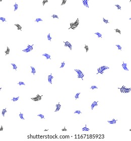Light BLUE vector seamless elegant wallpaper with leaves. Sketchy doodles with leaves on blurred background. Design for textile, fabric, wallpapers.