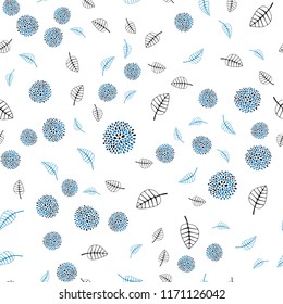 Light BLUE vector seamless elegant background with leaves and flowers. Decorative design in Indian style on white background. Pattern for wallpapers and coloring books.