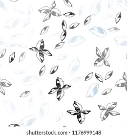 Light BLUE vector seamless elegant wallpaper with leaves. Creative illustration in blurred style with leaves. Pattern for design of window blinds, curtains.