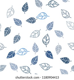 Light BLUE vector seamless elegant wallpaper with leaves. Decorative illustration with doodles on abstract template. Design for textile, fabric, wallpapers.