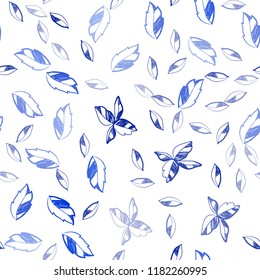 Light BLUE vector seamless elegant pattern with leaves. Brand new colored illustration in blurry style with leaves. Template for business cards, websites.