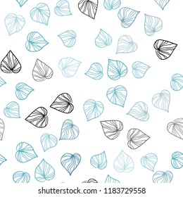 Light BLUE vector seamless elegant wallpaper with leaves. A vague abstract illustration with leaves in doodles style. Pattern for trendy fabric, wallpapers.