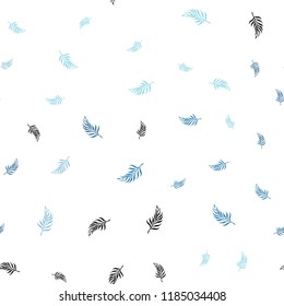 Light BLUE vector seamless elegant background with leaves. A vague abstract illustration with leaves in doodles style. Pattern for trendy fabric, wallpapers.