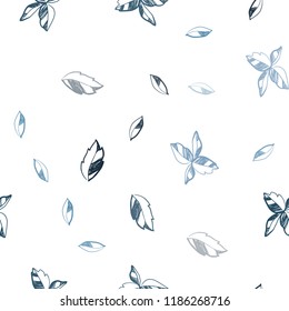 Light BLUE vector seamless elegant wallpaper with leaves. leaves on blurred abstract background with gradient. Trendy design for wallpaper, fabric makers.