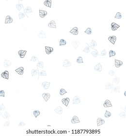 Light BLUE vector seamless elegant pattern with leaves. Modern geometrical abstract illustration with leaves. Pattern for design of window blinds, curtains.