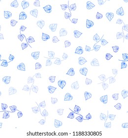 Light BLUE vector seamless elegant pattern with leaves. leaves on blurred abstract background with gradient. Pattern for design of fabric, wallpapers.