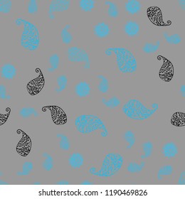 Light BLUE vector seamless elegant pattern with leaves and flowers. Brand new colored illustration with leaves and flowers. Pattern for heads of websites and designs.
