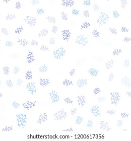Light BLUE vector seamless elegant template with leaves, branches. Leaves and branches with gradient on white background. Pattern for trendy fabric, wallpapers.