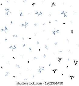 Light BLUE vector seamless elegant template with leaves. Glitter abstract illustration with doodles and leaves. Pattern for trendy fabric, wallpapers.