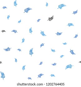 Light BLUE vector seamless elegant pattern with leaves. Brand new colored illustration in blurry style with leaves. Trendy design for wallpaper, fabric makers.