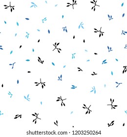 Light BLUE vector seamless elegant wallpaper with leaves. Decorative illustration with doodles on abstract template. Trendy design for wallpaper, fabric makers.