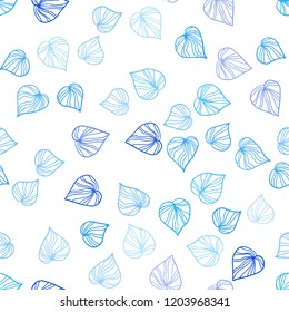 Light BLUE vector seamless elegant template with leaves. Colorful abstract illustration with leaves in doodle style. Pattern for trendy fabric, wallpapers.