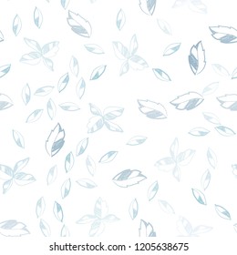 Light BLUE vector seamless elegant wallpaper with leaves. Colorful abstract illustration with leaves in doodle style. Trendy design for wallpaper, fabric makers.