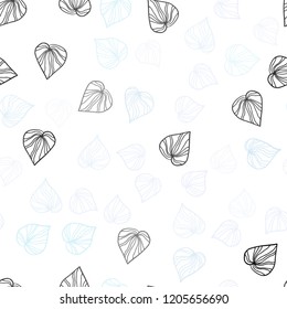 Light BLUE vector seamless elegant pattern with leaves. Creative illustration in blurred style with leaves. Pattern for design of window blinds, curtains.