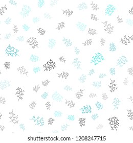 Light BLUE vector seamless elegant pattern with leaves, branches. Abstract illustration with leaves, branches in doodles style. Trendy design for wallpaper, fabric makers.
