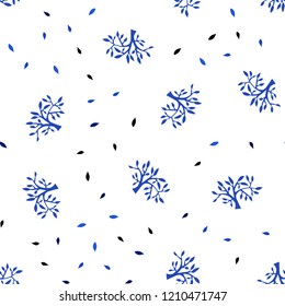 Light BLUE vector seamless elegant pattern with leaves, branches. Modern abstract illustration with leaves and branches. Template for business cards, websites.