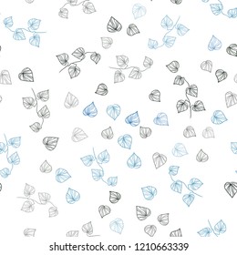 Light BLUE vector seamless elegant pattern with leaves. Creative illustration in blurred style with leaves. Pattern for design of window blinds, curtains.