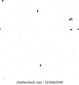 Light BLUE vector seamless elegant pattern with leaves. Glitter abstract illustration with doodles and leaves. Design for textile, fabric, wallpapers.