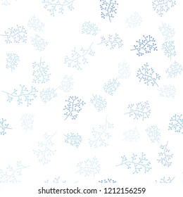 Light BLUE vector seamless elegant template with branches. Shining colored illustration with leaves and branches. Design for textile, fabric, wallpapers.