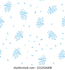 Light BLUE vector seamless elegant background with leaves, branches. An elegant bright illustration with leaves and branches. Pattern for trendy fabric, wallpapers.