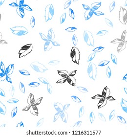 Light BLUE vector seamless elegant wallpaper with leaves. New colorful illustration in doodle style with leaves. Pattern for design of fabric, wallpapers.