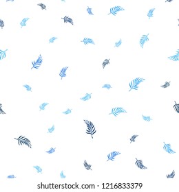 Light BLUE vector seamless elegant background with leaves. Creative illustration in blurred style with leaves. Trendy design for wallpaper, fabric makers.
