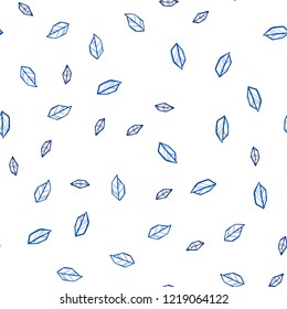 Light BLUE vector seamless elegant wallpaper with leaves. Decorative illustration with doodles on abstract template. Design for textile, fabric, wallpapers.