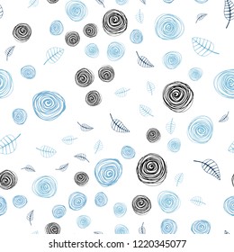 Light BLUE vector seamless elegant pattern with leaves and flowers. Colorful abstract illustration with leaves in doodle style. Pattern for trendy fabric, wallpapers.