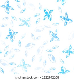 Light BLUE vector seamless elegant background with leaves. Brand new colored illustration in blurry style with leaves. Pattern for trendy fabric, wallpapers.