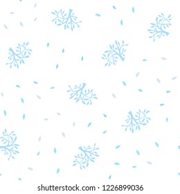 Light BLUE vector seamless elegant template with leaves, branches. Brand new colored illustration with leaves and branches. Pattern for design of fabric, wallpapers.