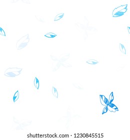 Light BLUE vector seamless elegant pattern with leaves. Creative illustration in blurred style with leaves. Trendy design for wallpaper, fabric makers.
