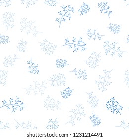 Light BLUE vector seamless elegant template with branches. Decorative design in Indian style on white background. Texture for window blinds, curtains.