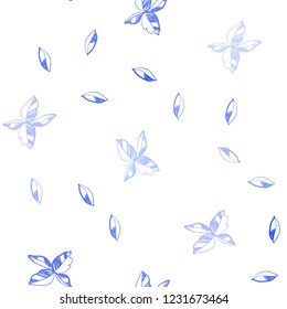 Light BLUE vector seamless elegant wallpaper with leaves. Creative illustration in blurred style with leaves. Pattern for trendy fabric, wallpapers.