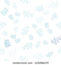 Light BLUE vector seamless elegant template with branches. Shining colored illustration with leaves and branches. Design for textile, fabric, wallpapers.