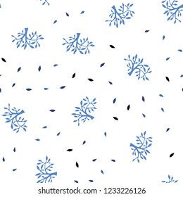 Light BLUE vector seamless elegant background with leaves, branches. Colorful illustration in doodle style with leaves, branches. Design for textile, fabric, wallpapers.