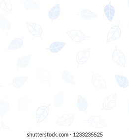 Light BLUE vector seamless elegant background with leaves. An elegant bright illustration with leaves in Natural style. Trendy design for wallpaper, fabric makers.