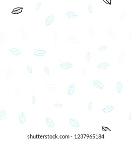 Light BLUE vector seamless elegant background with leaves. New colorful illustration in doodle style with leaves. Texture for window blinds, curtains.