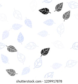 Light BLUE vector seamless elegant background with leaves. Modern geometrical abstract illustration with leaves. Template for business cards, websites.