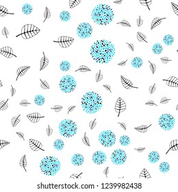 Light BLUE vector seamless elegant background with leaves, flowers. Brand new colored illustration with leaves and flowers. Pattern for trendy fabric, wallpapers.