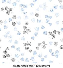 Light BLUE vector seamless elegant template with leaves. Creative illustration in blurred style with leaves. Template for business cards, websites.