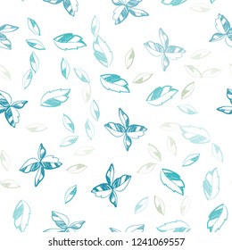 Light BLUE vector seamless elegant wallpaper with leaves. New colorful illustration in doodle style with leaves. Design for textile, fabric, wallpapers.