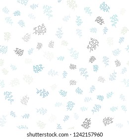 Light BLUE vector seamless elegant wallpaper with leaves, branches. Creative illustration in blurred style with leaves, branches. Pattern for design of window blinds, curtains.